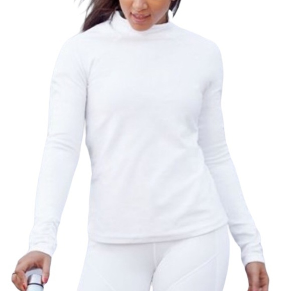 Fabletics Lexi Ruched Long-Sleeve Warm Brushed White Top S